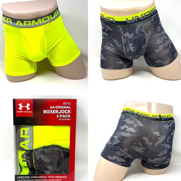 Under Armour Other - 🌿Sale🌿 Under Armour 2 Pack Boys Boxerjock® Original Series Camo Gray Yellow